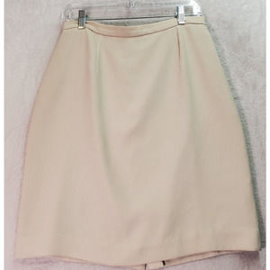 Laura Scott Skirt Womens Size 10 Tan Polyester Elastic Waist Vented Front Zipper